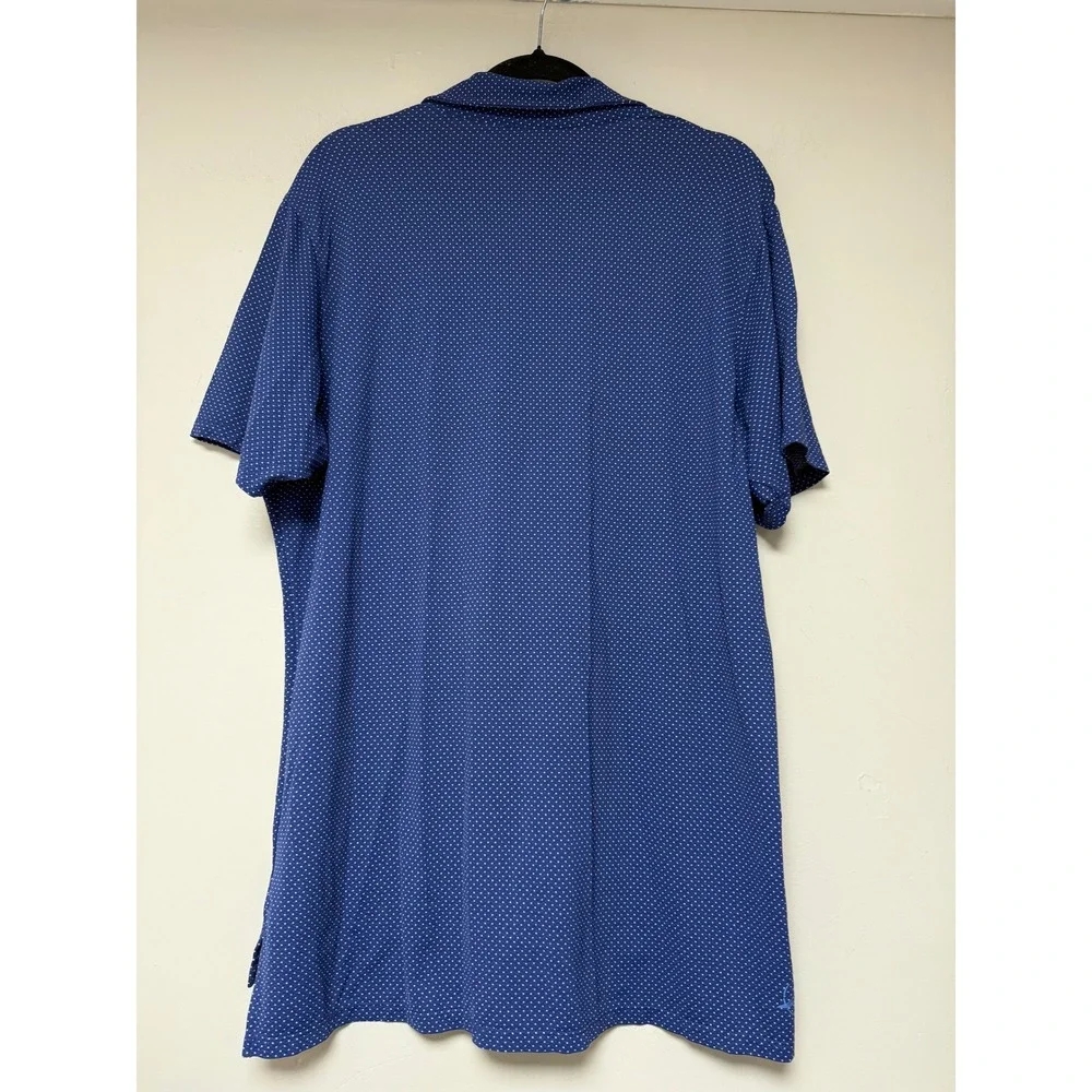 DRADDY SPORT Golf Polo Shirt Men's L Blue Polka Dot Short‎ Sleeve